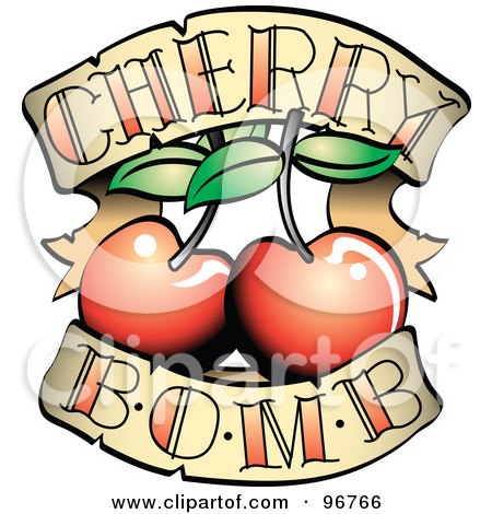 Cherry Bomb Banner And Fruit Tattoo Design Poster, Art Print