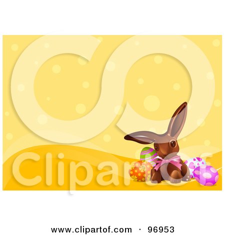 cartoon easter bunnies and eggs. a Chocolate Easter Bunny