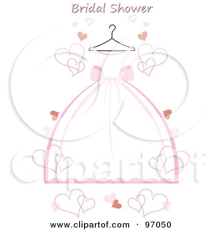 RoyaltyFree RF Clipart Illustration of a Pink And White Wedding Dress On
