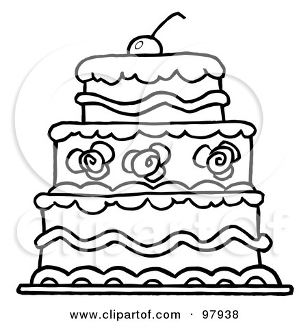 RoyaltyFree RF Clipart Illustration of a Triple Tiered Outlind Wedding