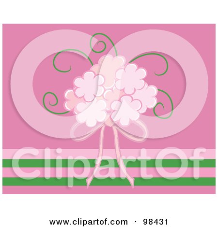 RoyaltyFree RF Clipart Illustration of a Pink Bridal Bouquet And Ribbon 