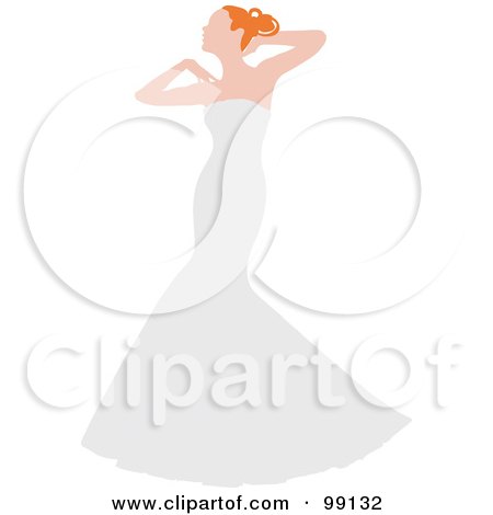 RoyaltyFree RF Clipart Illustration of a Graceful Red Haired Bride Posing 