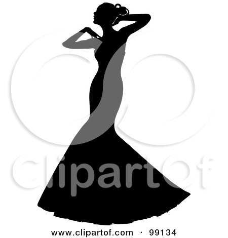 RoyaltyFree RF Clipart Illustration of a Graceful Silhouetted Bride 