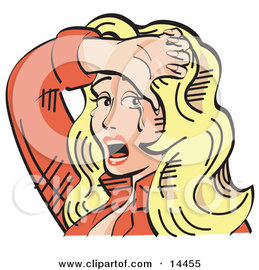 Upset Blond Cowgirl Holding Her Arm Over Her Forehead and Crying Tears of Sadness Clipart Illustration