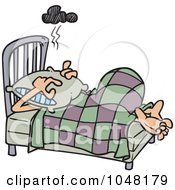 Sleeping Cartoon Person Bed Exhausted man dozing at his