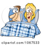 Clipart Happy Couple In Bed Royalty Free Vector Illustration