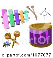 Cartoon Clipart Of A Black And White Happy Boy Playing a Xylophone