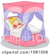 Clipart Cute Girl Sleeping On A Crescent Moon Over A Purple Sky ...