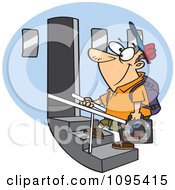 Clipart Cartoon Tourist Man Boarding An Airplane Royalty Free Vector Illustration by Ron Leishman