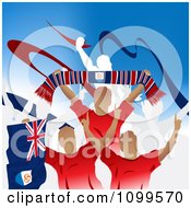 Clipart Multidão de fãs Torcer Anguilla futebol com bandeiras e Royalty Banners Ilustração vetorial livre por Creativeapril
