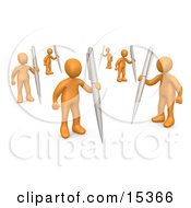 Group Of Orange People Holding Their Own Pens As A Metaphor For Writing In A Community Forum Clipart Illustration Image by 3poD