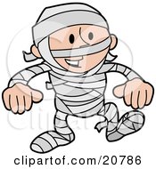 Royalty-free Clip Art: Laughing Boy In A Mummy Costume Covered In Gauze