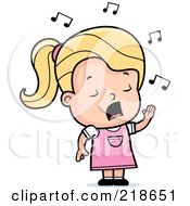 Royalty Free RF Clipart Illustration Of A Blond Girl Singing by Cory Thoman