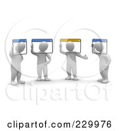  - 229976-Royalty-Free-RF-Clipart-Illustration-Of-3d-Blanco-Men-Holding-A-Video-Conference-Their-Heads-In-Computer-Windows