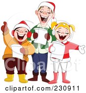 Royalty Free RF Clipart Illustration Of A Singing Family At Christmas Time by yayayoyo