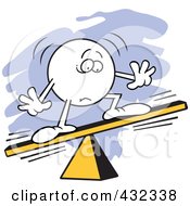 Royalty Free RF Clipart Illustration Of A Moodie Character Unbalanced On A Board by Johnny Sajem