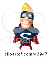 Clipart Illustration Of A Happy Blond 3d Male Super Hero Smiling Upwards by Julos
