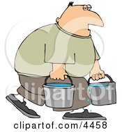 Tired Man Carrying Buckets Of Water Clipart by Dennis Cox