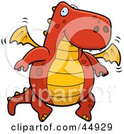 Royalty Free RF Clipart Illustration Of A Friendly Red And Orange Flying Dragon by Cory Thoman