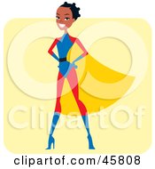 Royalty Free RF Clipart Illustration Of A Proud African Super Hero Woman In A Cape