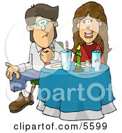 Uncomfortable Couple Sitting At A Dinner Table On Their First Date Clipart Illustration by Dennis Cox