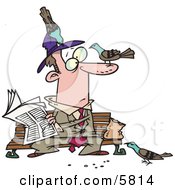 5814-Business-Man-Reading-A-Newspaper-On-A-Bench-Being-Bothered-By-Pigeons-Clipart-Illustration.jpg