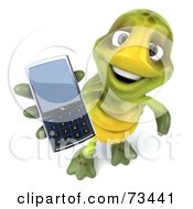 73441-Royalty-Free-RF-Clipart-Illustration-Of-A-3d-Green-Tortoise-Character-Holding-A-Cell-Phone.jpg