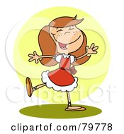 Royalty Free RF Clipart Illustration Of A Happy Brunette Girl Dancing by HitToon