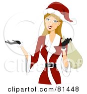 Royalty Free RF Clipart Illustration Of A Dirty Blond Woman Dressed In A Santa Suit by bnpdesignstudio
