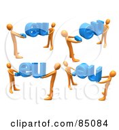  - 85084-Digital-Collage-Of-3d-Orange-People-Carrying-Dot-Eu-Domain-Extensions-On-A-White-Background