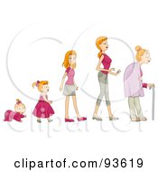 Royalty Free RF Clipart Illustration Of A Baby Shown In Stages Of Growth To Girl Teen Woman And Senior by bnpdesignstudio