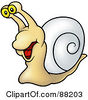 Royalty-Free (RF) Clipart Illustration of a Beige Snail With A White Shell