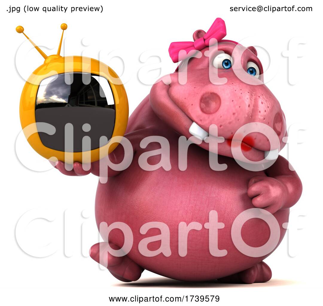 3d Pink Henrietta Hippo On A White Background By Julos