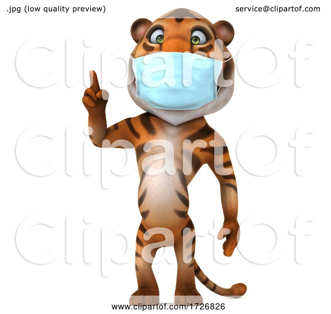 3d Tiger Wearing a Mask, on a White Background by Julos #1726826