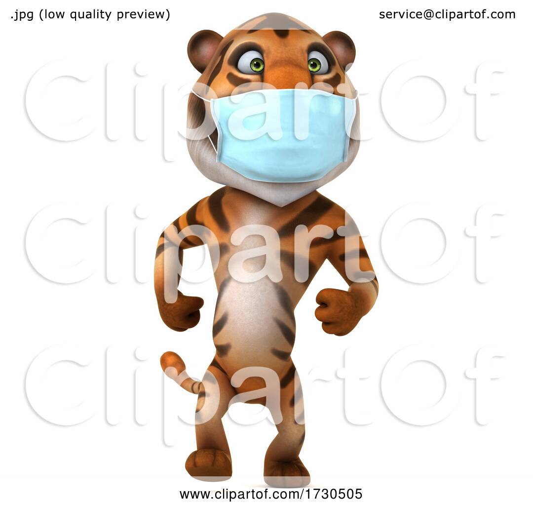 3d Tiger Wearing a Mask, on a White Background by Julos #1730505