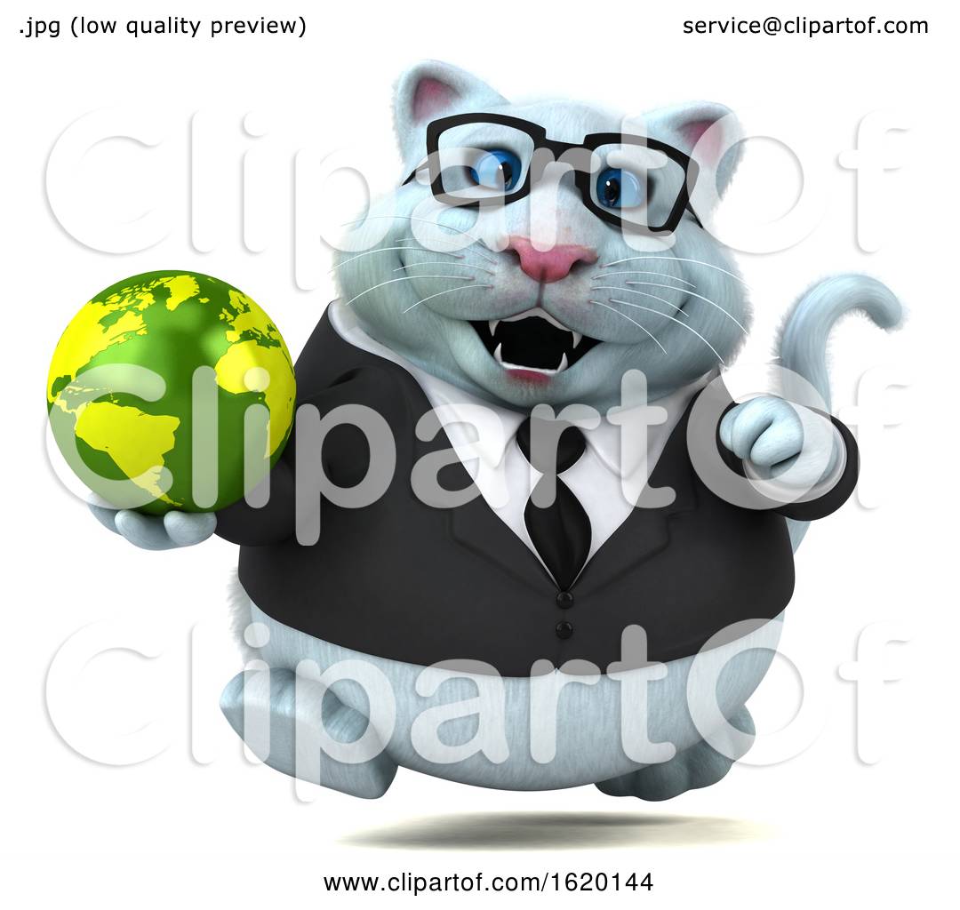 3d White Business Kitty Cat, on a White Background by Julos #1620144