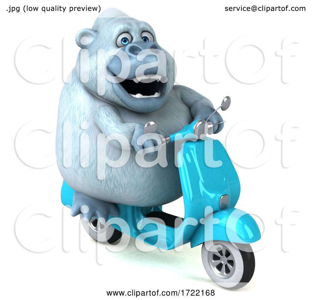 Download 3d White Monkey Yeti Riding a Scooter, on a White ...