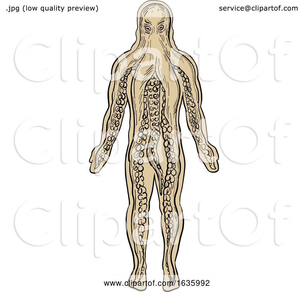 Alien Octopus Inside Human Body Drawing by patrimonio #1635992