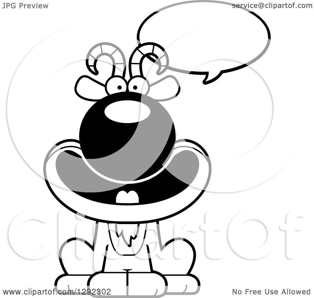 Animal Clipart of a Black and White Cartoon Happy Talking ...