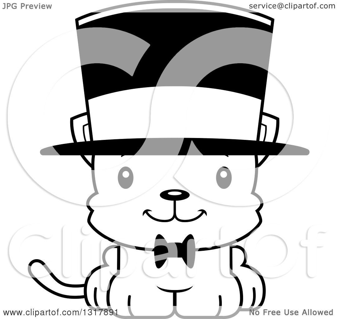 Animal Lineart Clipart of a Cartoon Black and White Cute ...