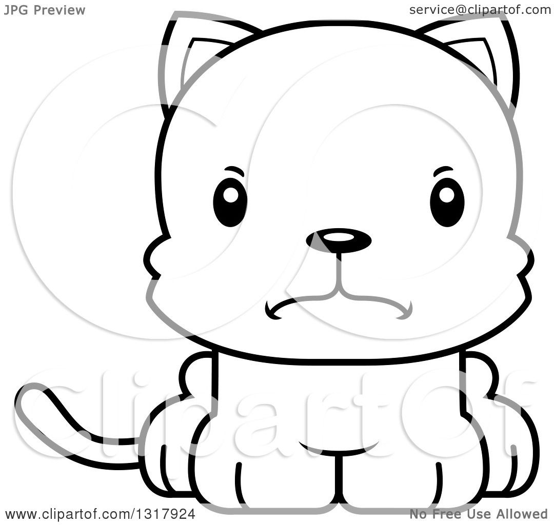 Animal Lineart Clipart of a Cartoon Black and White Cute ...