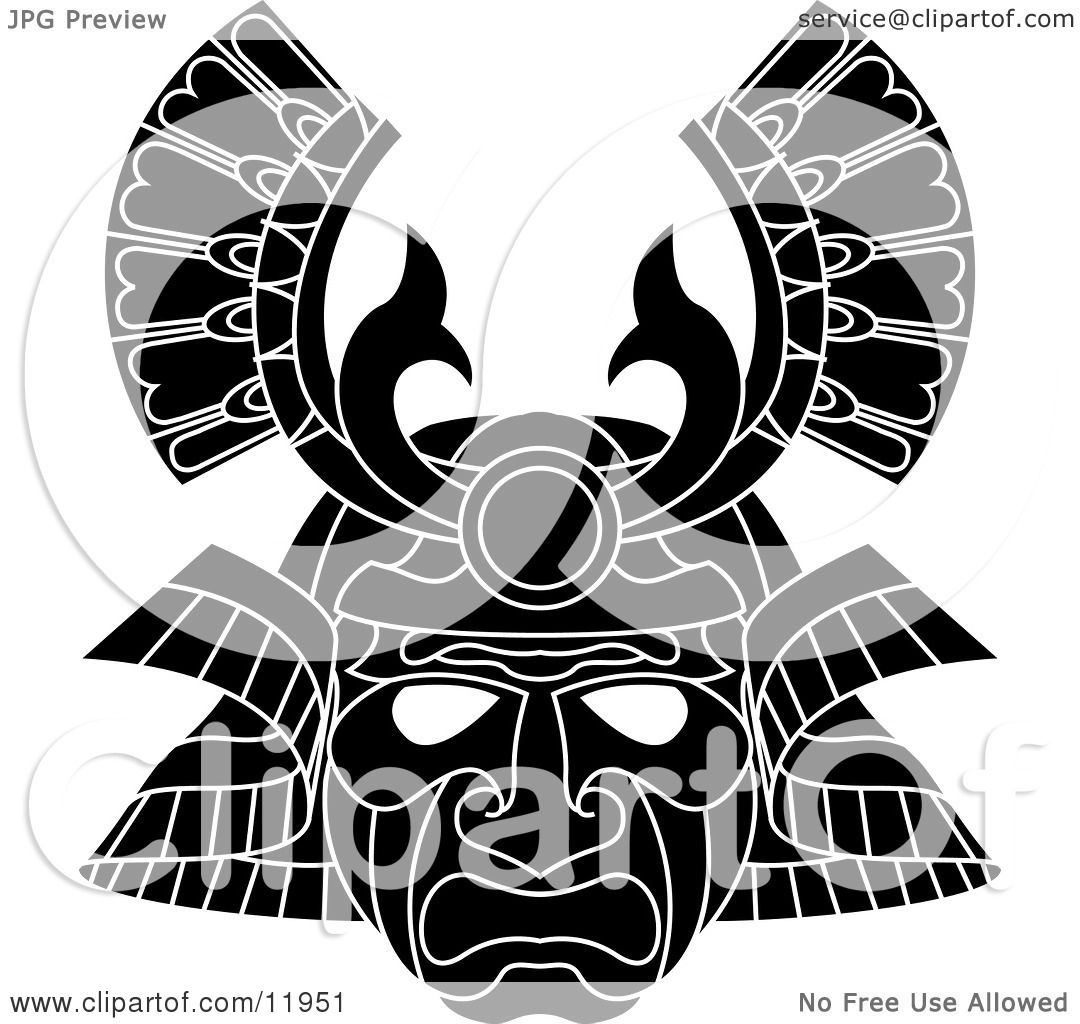 Asian Samurai Warrior Mask Clipart Illustration by AtStockIllustration