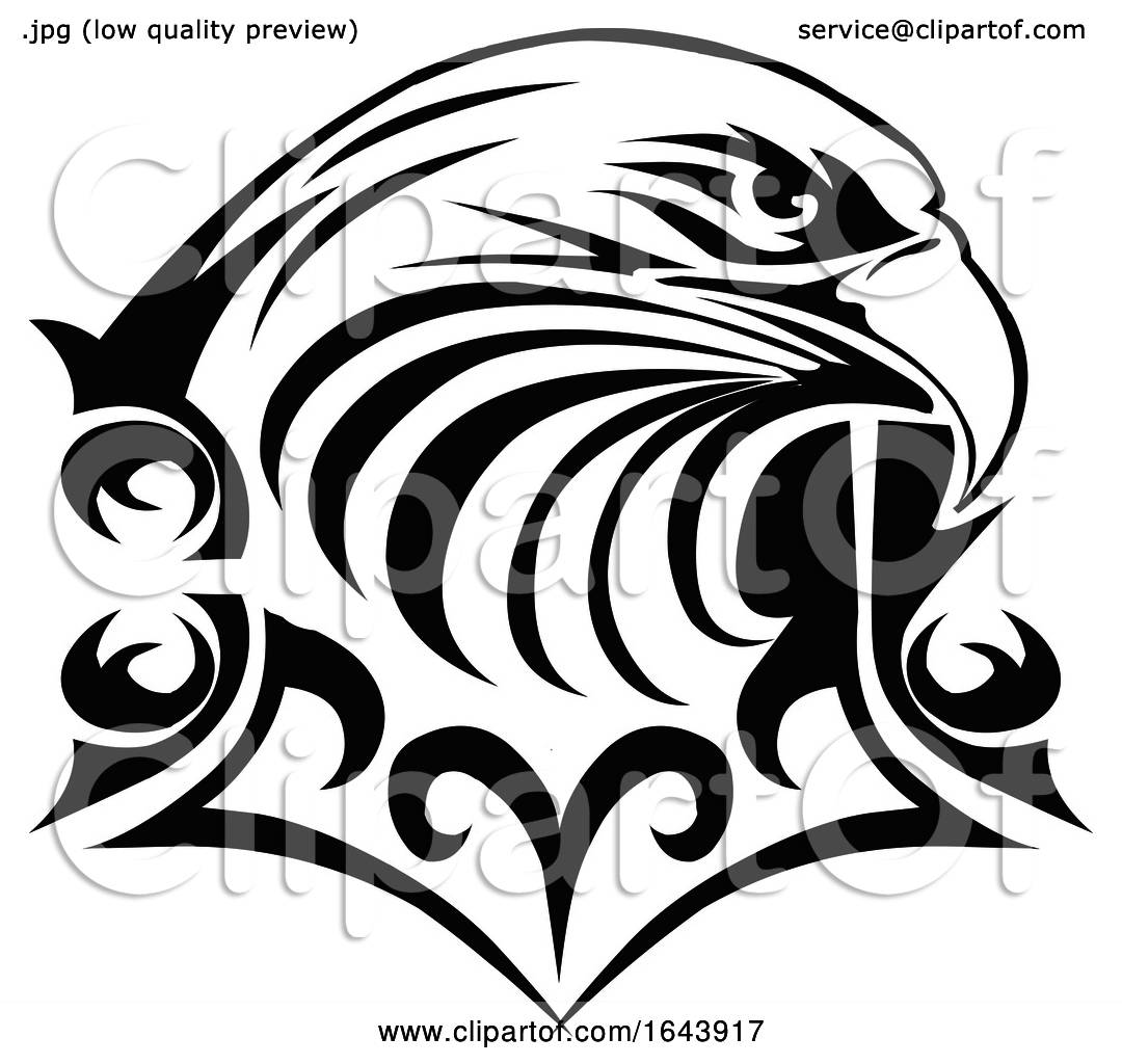 old school eagle head color tattoo pattern