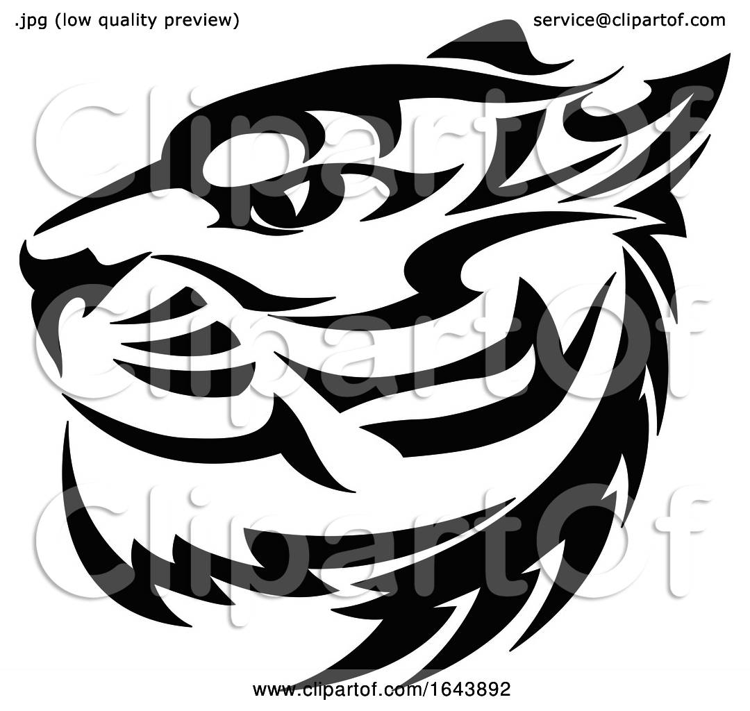Black and White Tiger Face Tattoo Design by Morphart Creations #1643892
