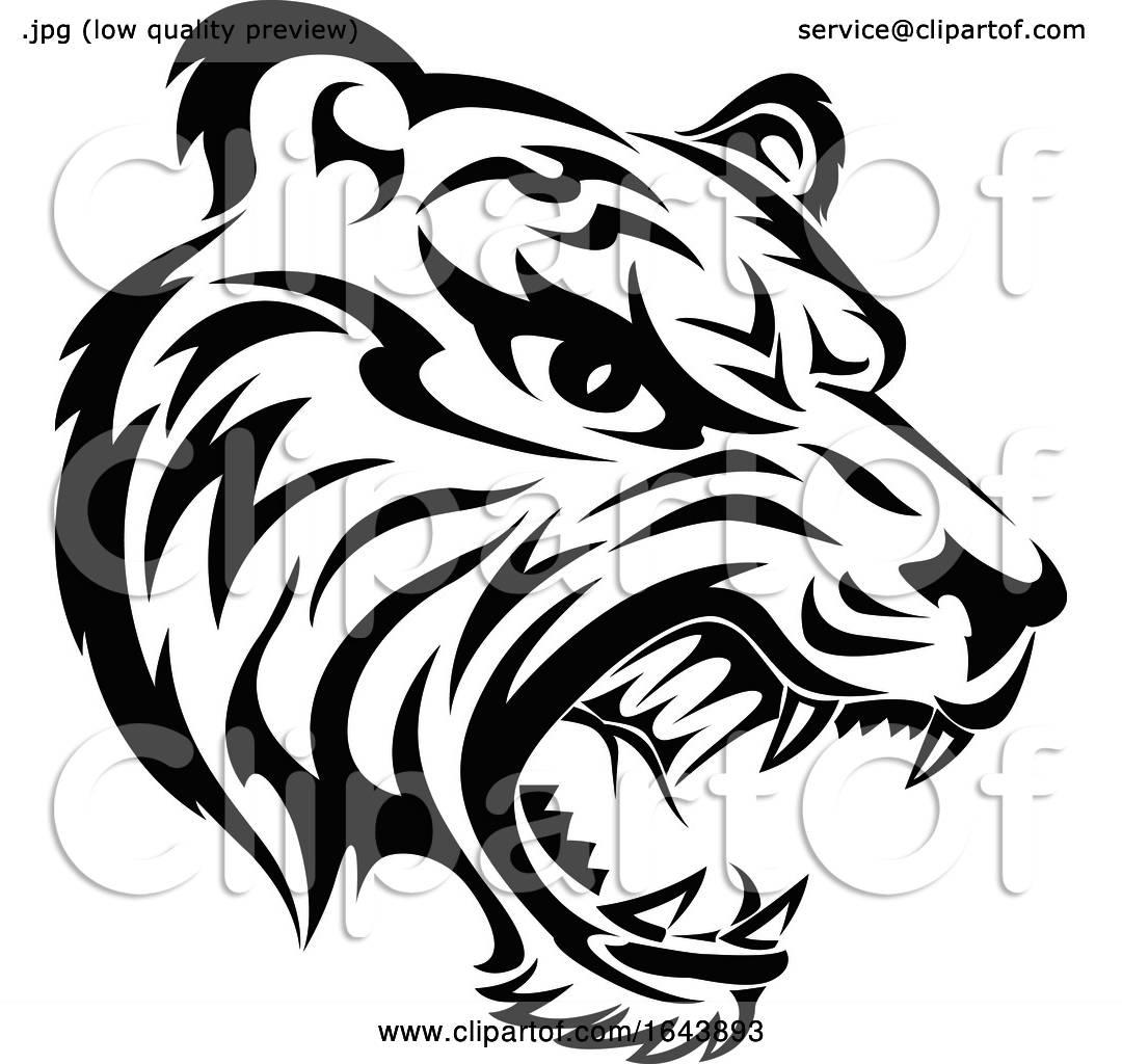 Black and White Tiger Face Tattoo Design by Morphart Creations #1643893