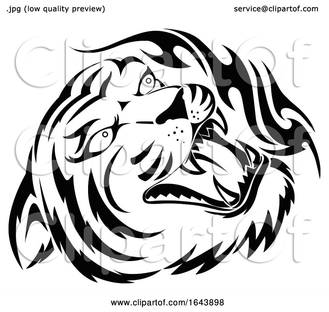 Black and White Tiger Face Tattoo Design by Morphart Creations #1643898