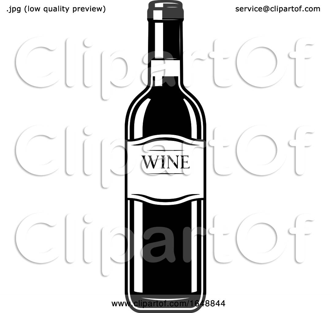 wine bottle clipart black and white