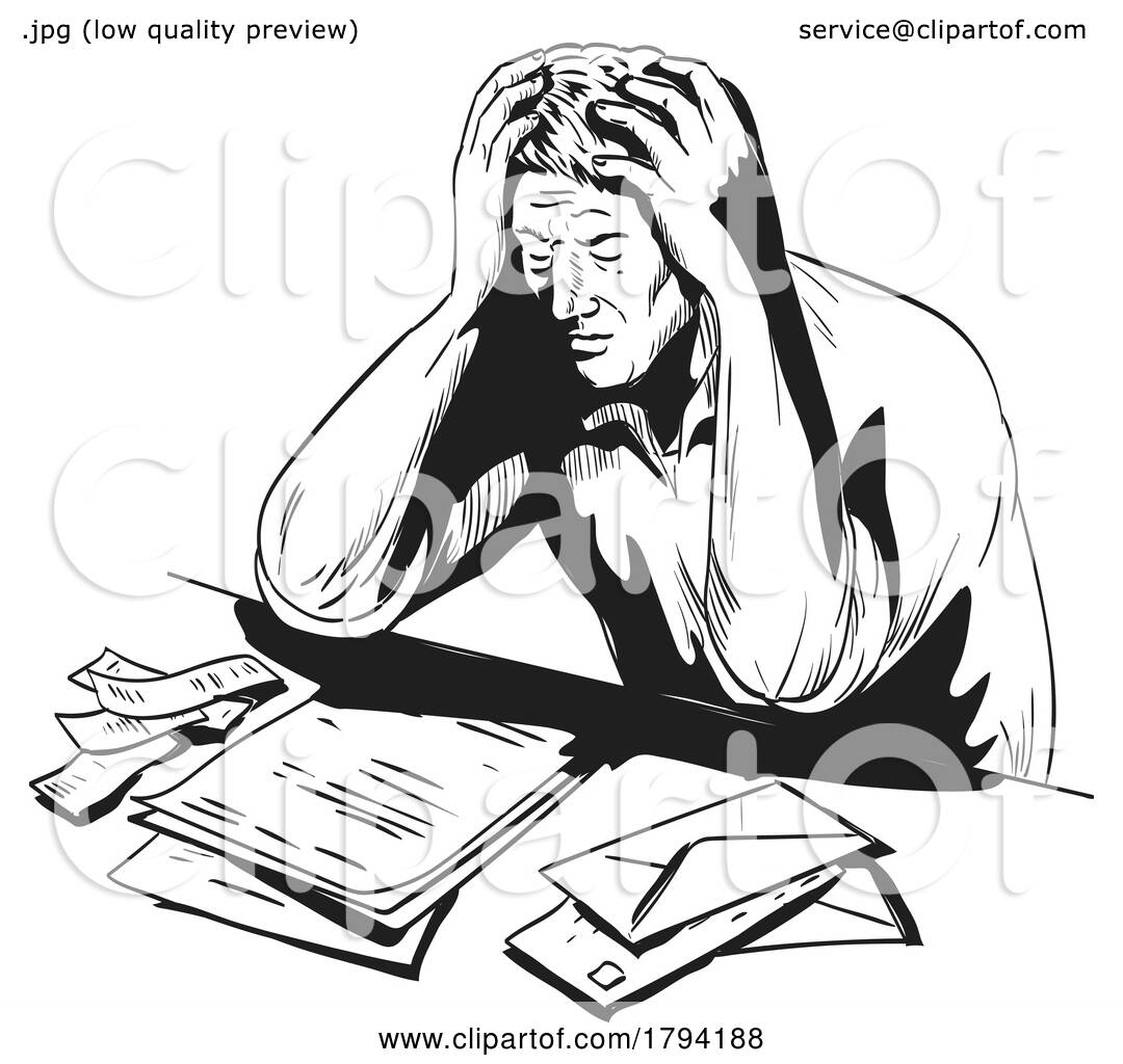 Businessman in Financial Distress and Depression with Hands on Head ...