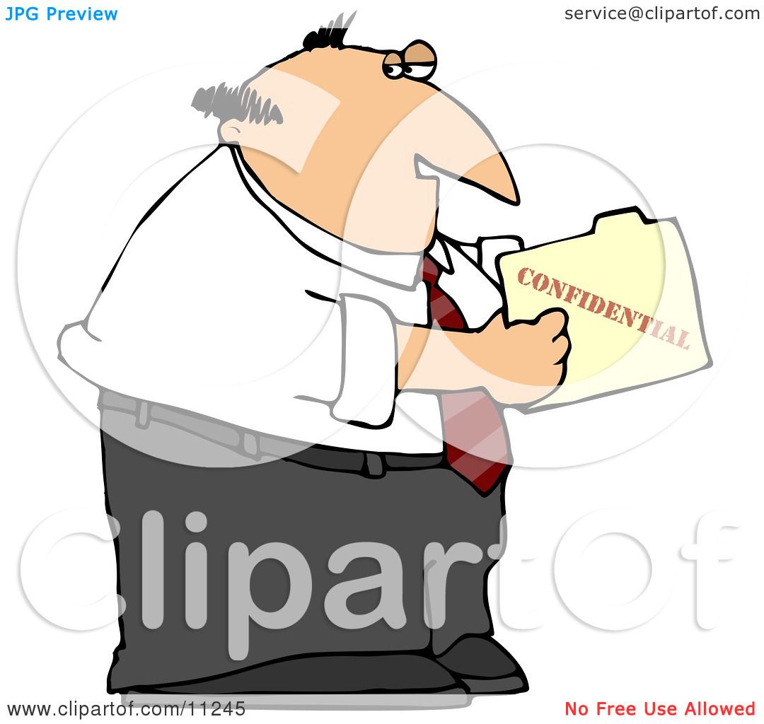 Businessman Peeking in a Confidential File Clipart Picture by djart #11245