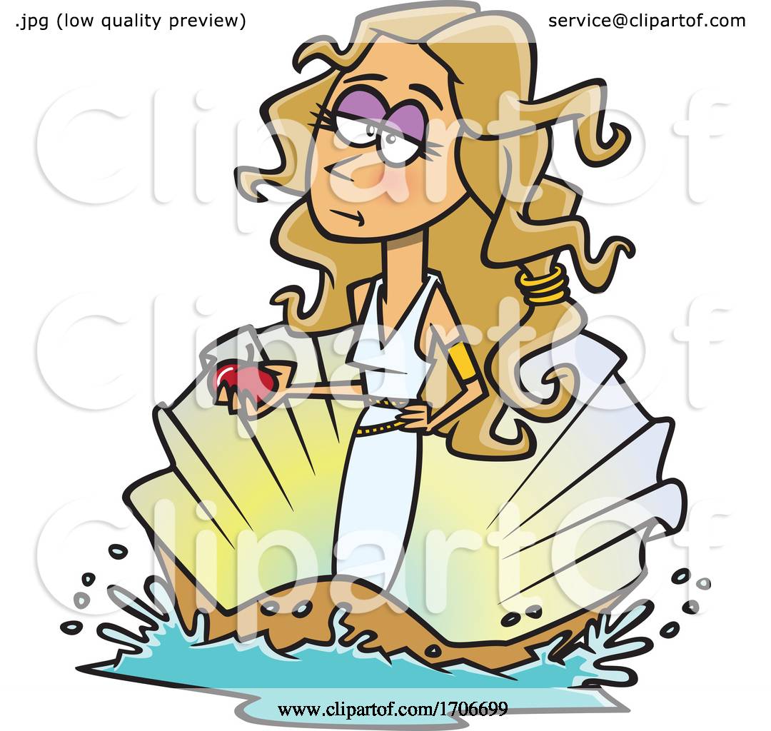 Cartoon Aphrodite in a Shell by toonaday #1706699